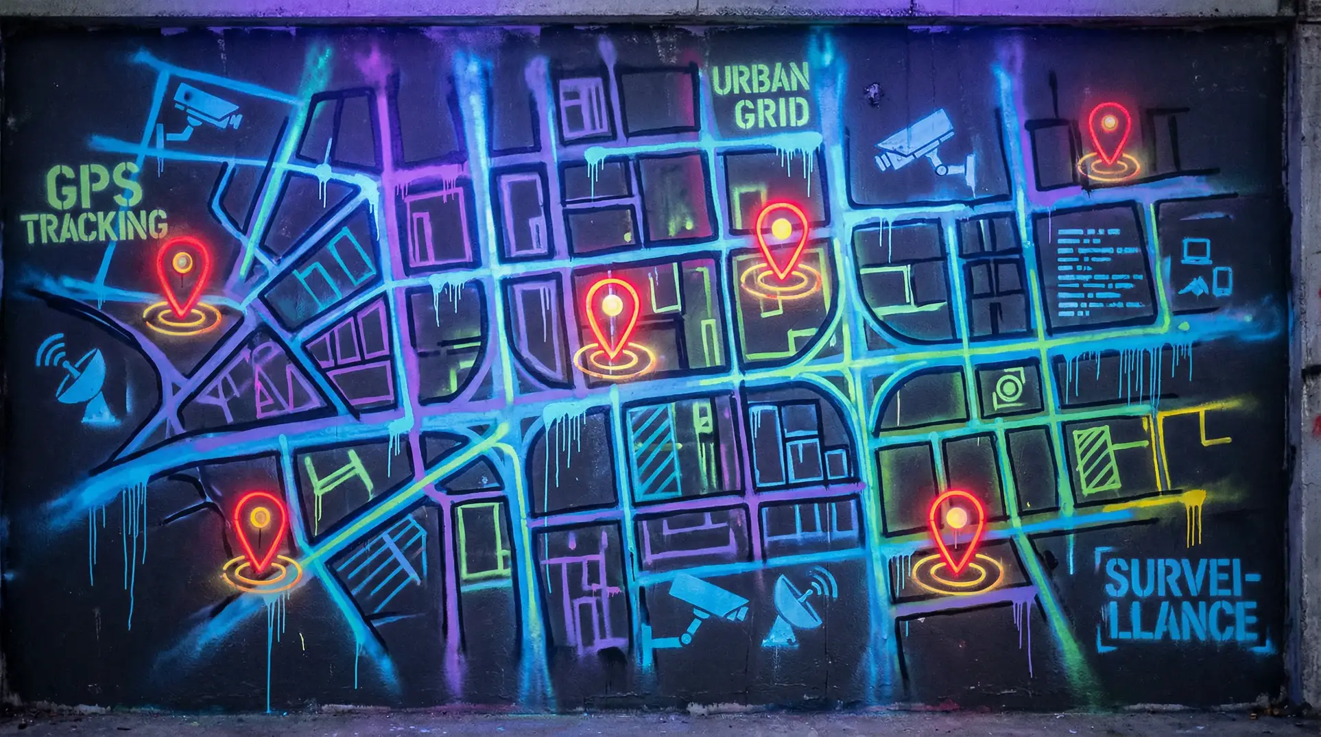 双飞燕 狗仔追踪地图 - 城市涂鸦风格